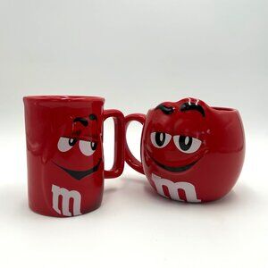 M&Ms Red Character Mug Set - 2 Unique Ceramic Mugs With Playful Expressions